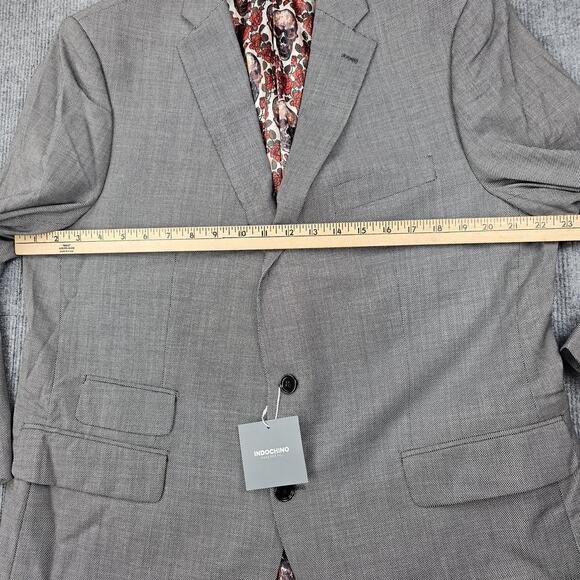Indochino Blazer Mens 46 Gray Newbury Skull Lining Wool Jacket Timeless Classic - Picture 13 of 16